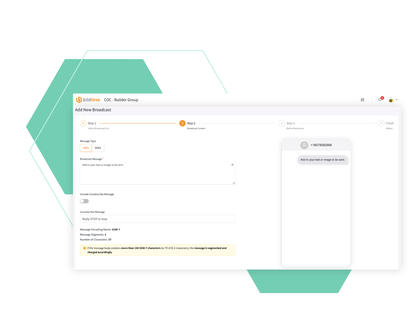 Broadcast SMS Builder